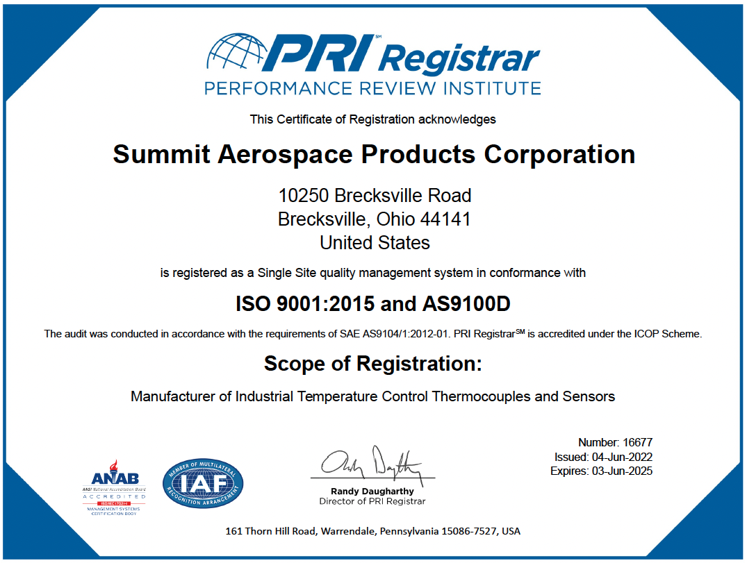 ISO 9001:2008 and AS9100 Rev B. certified